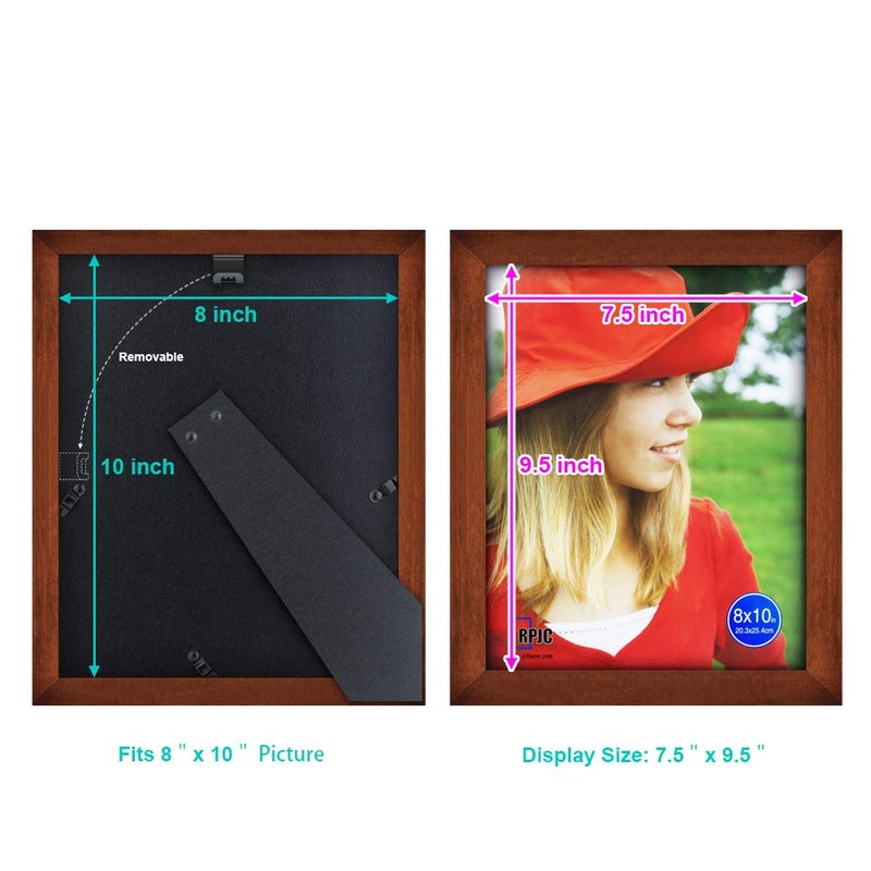 RPJC 8x10 Inch Picture Frame Made of Solid Wood High Definition Glass for Table Top Display and Wall Mounting Photo Frame Brown - Image 4